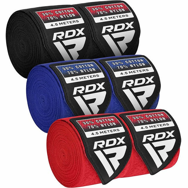 Бинти для боксу RDX RB Hand Wraps Combine 3 пари Red, Black, Blue (4.5 м)