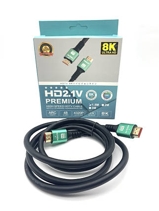 Кабель HDMI-HDMI 2.1V 3D 48Gbps 8K ULTRA HD 7680*4320P 1.5м, фото 1