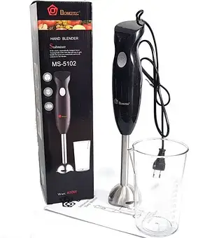 Блендер DOMOTEC MS-5102 (заглибний, 400 Вт, неірж. + стакан), фото 1