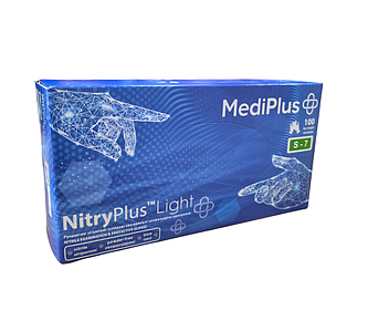 Рукавиці нітрилові NitryPlus, розмір S, сині Light (50пар)