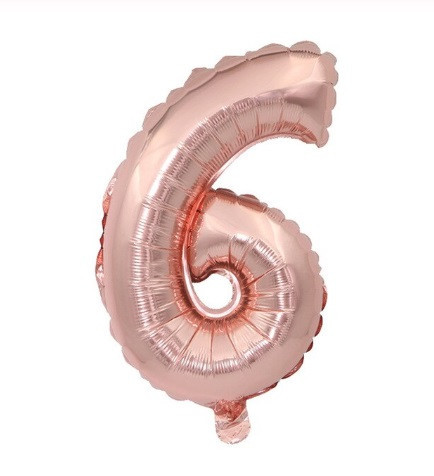 Кулька цифра 6 фольгована 32 дюйма рожеве золото, фото 1
