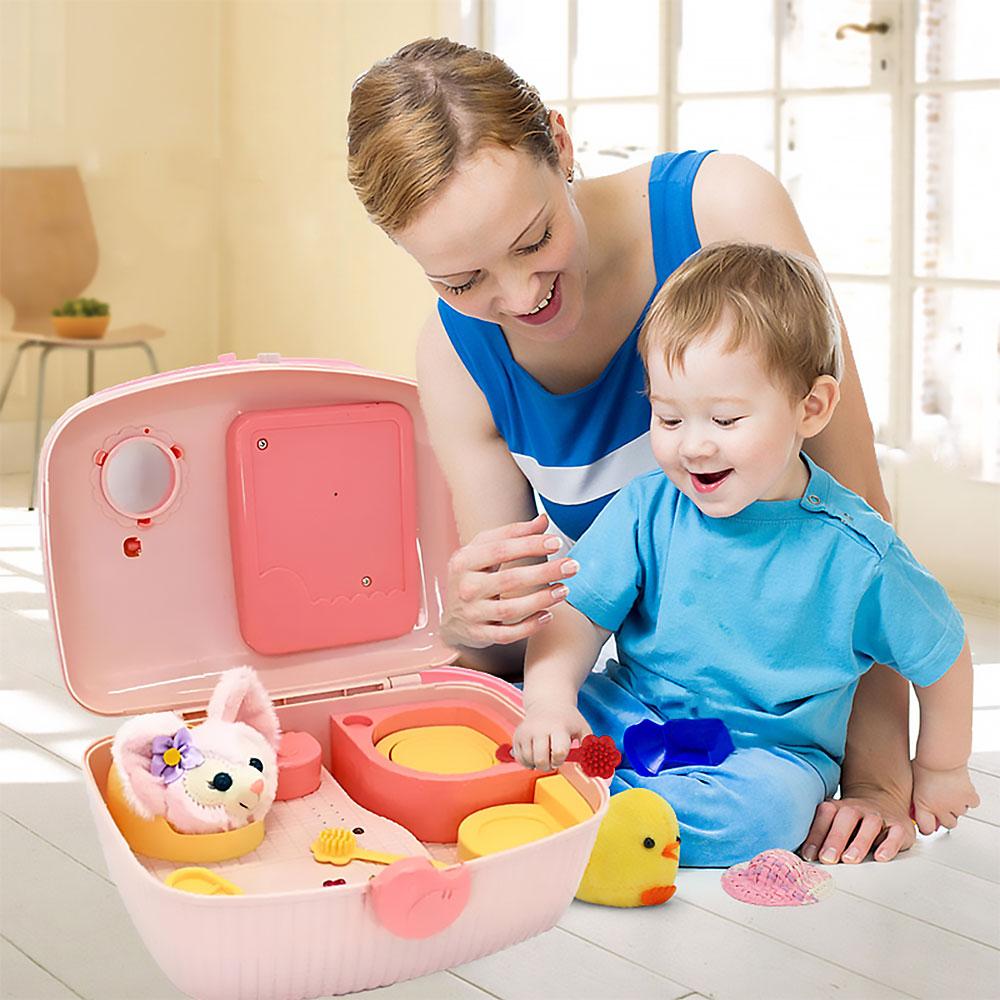 Компактний іграшковий будиночок валізка М'яка іграшка собачка Підсвітка звуки гребінець ванна туалет ліжко, фото 1