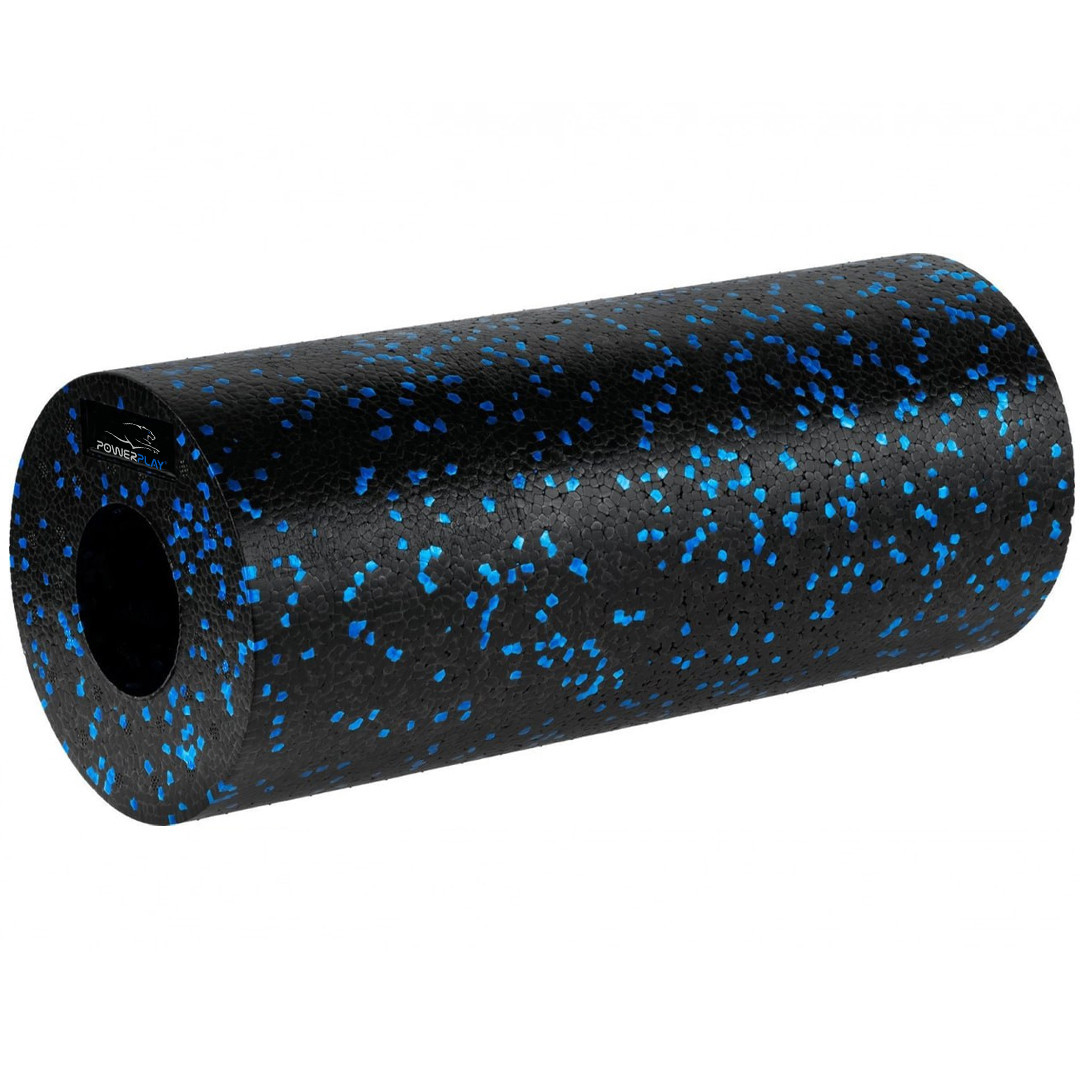 Масажний ролик (роллер) гладкий PowerPlay PP-4347 EPP Foam Roller Чорно/Синій (33x14см.), фото 1