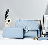 Набір жіночий міні сумочка клатч + жіночий гаманець на блискавці, жіноча сумка з гаманцем, фото 7
