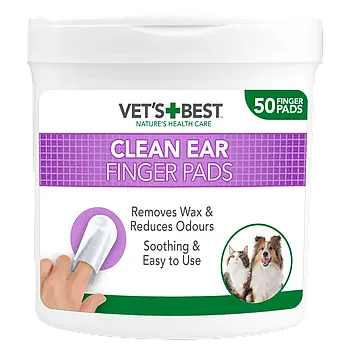 Vets Vet`s Best Ear Relief Finger Wipes Серветки для чищення вух для собак 50шт Ветс бест