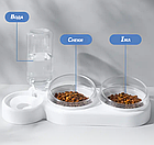 Годівниця для котів і собак на дві миски та воду Біла, фото 2