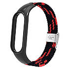 Ремінець Braided Nylon Strap для Xiaomi Mi Band 3 / 4 / 5 / 6 / 7 Black Red, фото 3