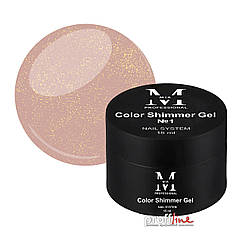 Кольоровий гель для моделювання нігтів Mia-M Professional Color Shimmer Gel №1 світло-бежевий із шиммером, 15 мл