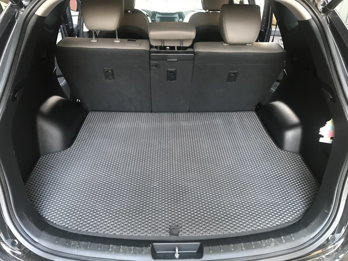 Килимок у багажник Eva для Hyundai Santa Fe 3 2012-2018 Багажний Автокилимок Єва Хюндай Санта Фе 5 місць чорний