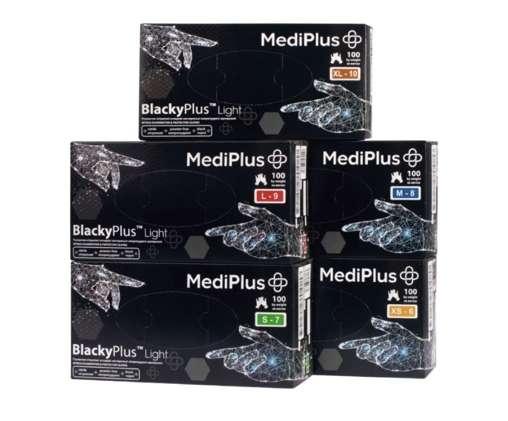 Рукавички нітрілові BlackyPlus Лайт, розмір L, чорні (50пар)
