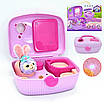 Ігровий набір будиночок валізка з тваринкою М'яка іграшка зайчик Підсвічування звуки ліжко ванна аксесуари, фото 2