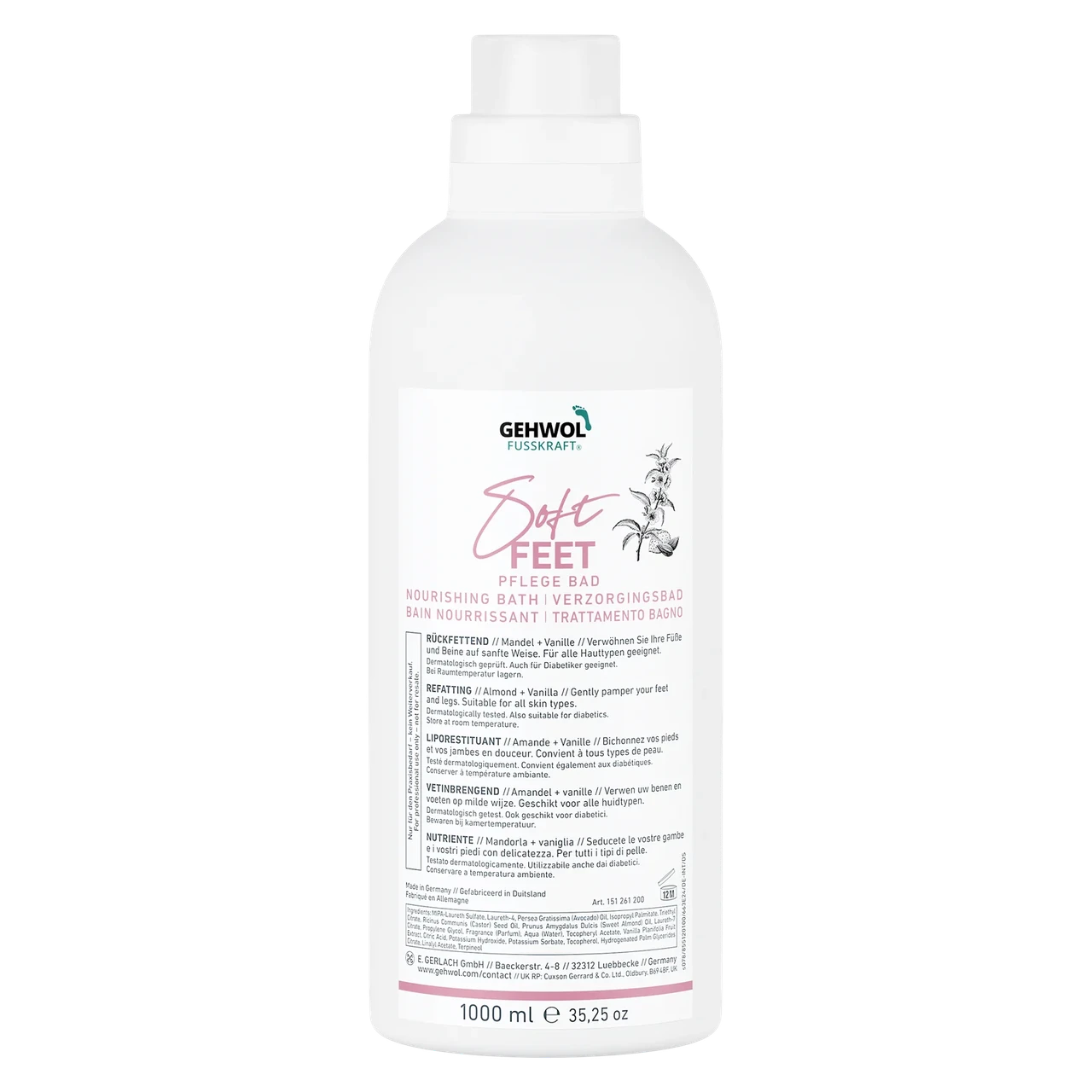 Ванна для ніг Мигдаль та Ваніль Gehwol Soft Feet Nourishing Bath 1000 мл