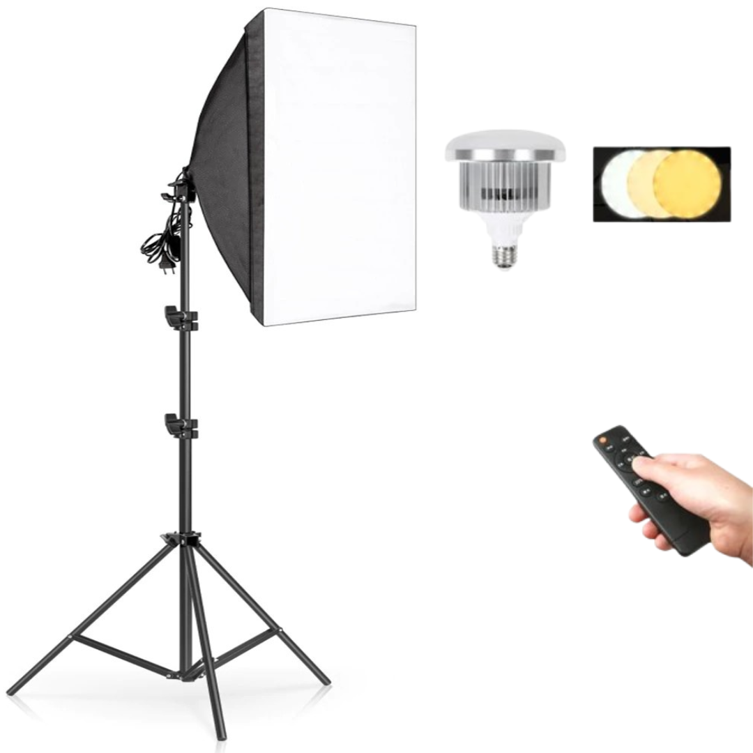 Набір постійного світла софтбокс Prolighting 50х70 см + Стійка + LED-лампа 150 вт із пультом, фото 1