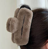 Краб для волосся хутряний Teddi 11,5 см капучіно, фото 4