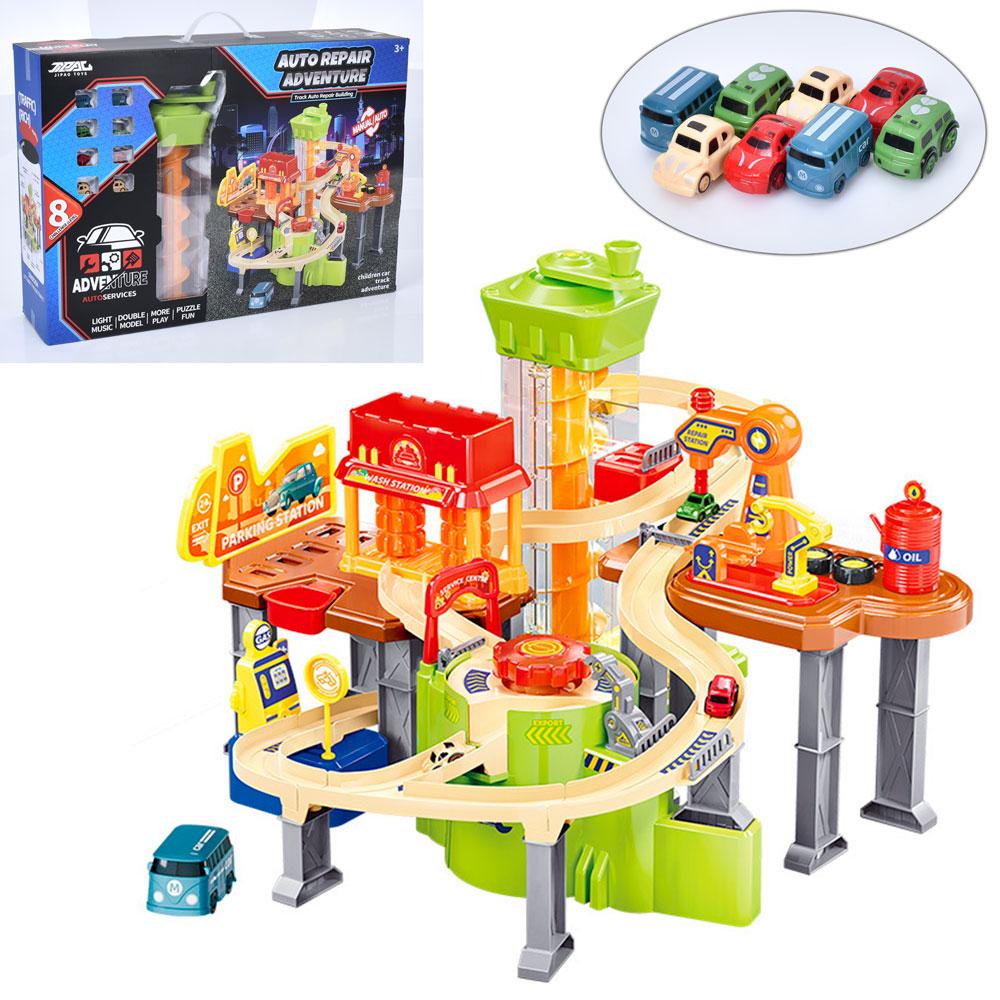 Ігровий набір для хлопчика Трек JP588-6 Автомийка зі звуком і світлом, машинки 8 шт., фото 1
