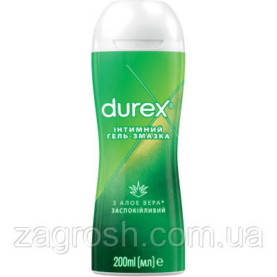 Promo Ціна! Інтимний гель-змазка Durex Play Massage 2 in 1 with Aloe Vera з алое вера для масажу (лубрикант) 200 мл