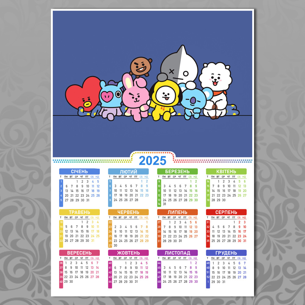 Плакат-календар А3 K-pop BT21