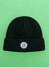 Чорна брендова шапка Stone Island тепла спортивна в'язана унісекс якісна осінь зима, фото 4