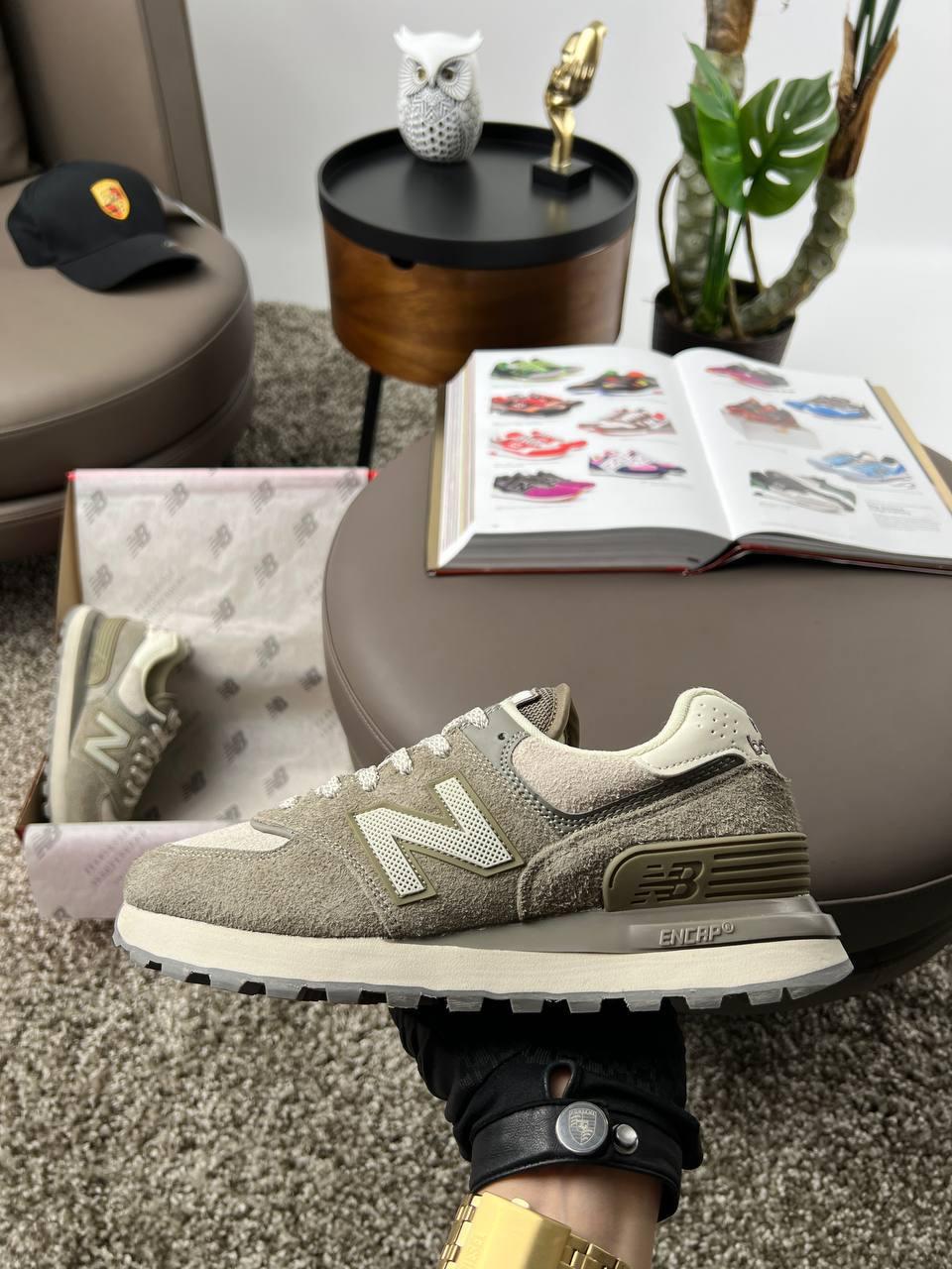 Чоловічі кросівки замшеві New Balance X Stone Island 574 Sand Grey, кеди Нью Беленс пісочне Чоловіче взуття