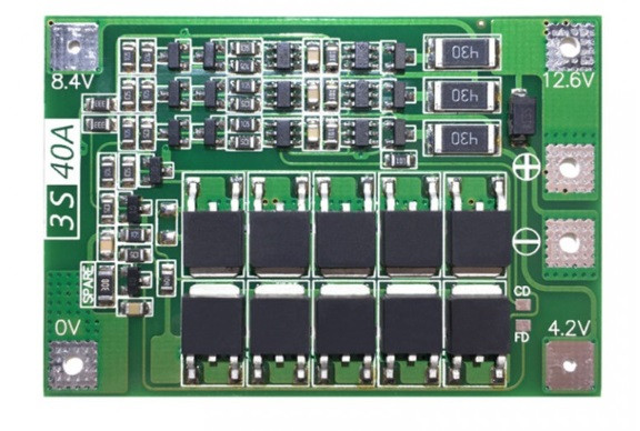 BMS контролер 3S 40А 12.6V плата заряду захисту 3x Li-ion 18650 з балансиром