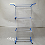 Сушарка для білизни та одягу багатоярусна вертикальна на колесах, підлогова складна сушарка-стійка, SH-1000, фото 2