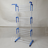 Сушарка для білизни та одягу багатоярусна вертикальна на колесах, підлогова складна сушарка-стійка, SH-1000, фото 3