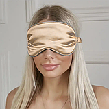 Маска для сну красива дитяча пов'язка на очі для обличчя дітей м'яка чоловіча жіноча бежева (silk1), фото 10