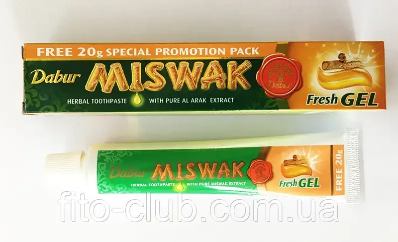 Лікувально-Профілактична Зубна паста (гель) Місвак MISWAK Fresh Gel Dabur 90 г+45г