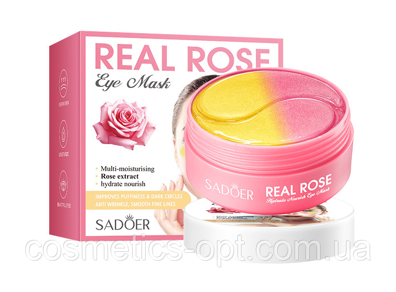 Двухцветные гидрогелевые патчи с экстрактом розы SADOER Rose Hydrating Eye Mask, 60 шт