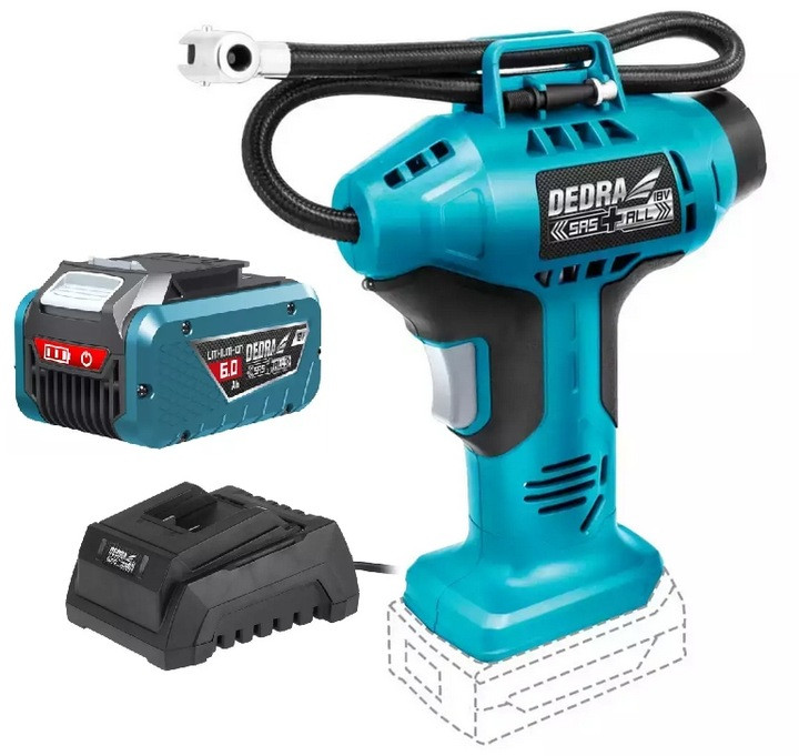 Безмасляний компресор Dedra DED7078 0 l 11 bar, 6,0Ah 18V SAS+ALL