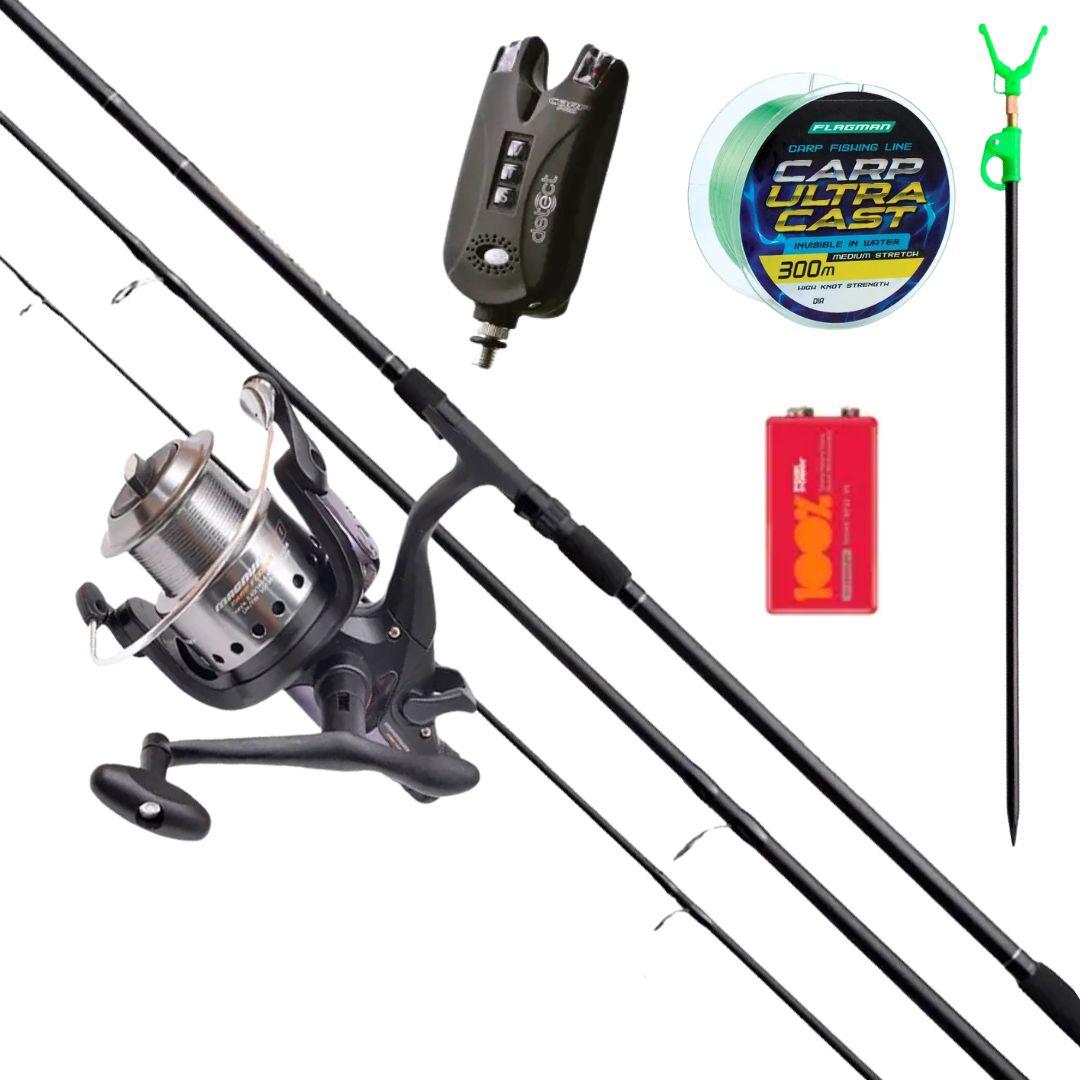 Карповий набір: Flagman Magnum Black Carp вудилище + Magnum Carp 6000 котушка + сигналізатор Carp Pro