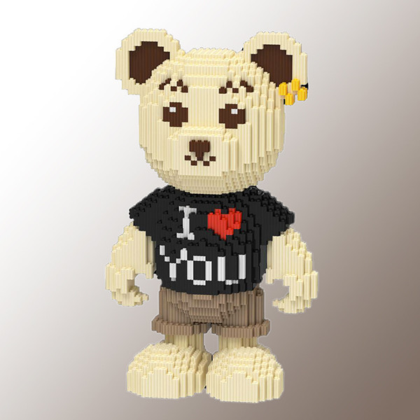 Конструктор Magic Blocks 8307 у вигляді Ведмедика Тедді "I Love You" бежево-чорний