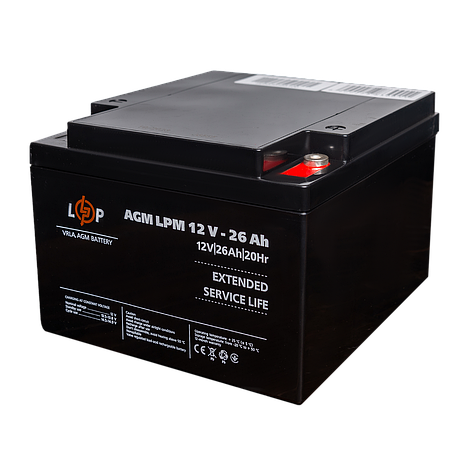 Акумулятор AGM LPM 12V - 26 Ah під болт М5, фото 1