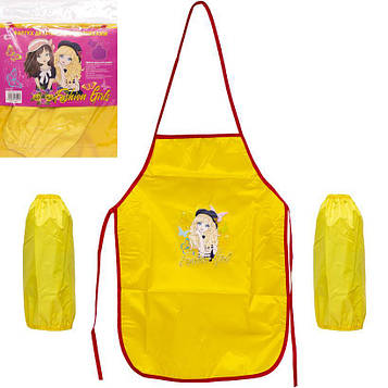 Дитячий фартух для творчості малювання праці з нарукавниками для дівчаток 54х37см, нарукавник 24см, жовтий