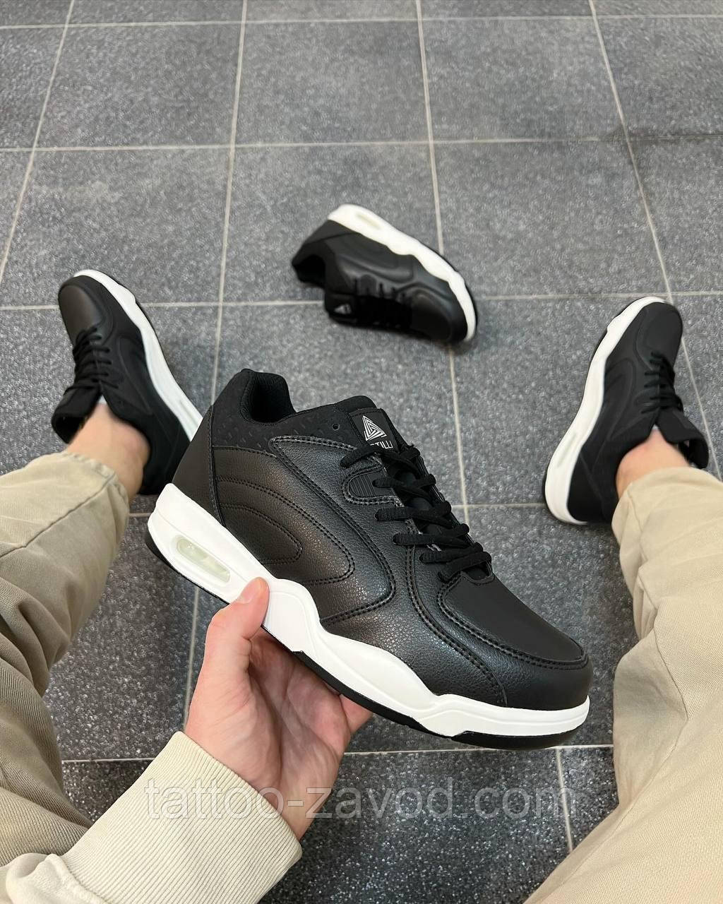 Кросівки чоловічі зимові чорні з білою підошвою 44, фото 1