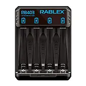 Зарядний пристрій автоматичний RABLEX RB403, на 4 акумулятора, AA, AAA, 14500, чорний (RB403)