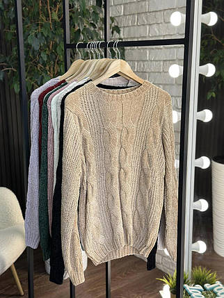 Теплий жіночий светр, тканина "В'язка" 52, 54, 56, 58 розмір 52, фото 1