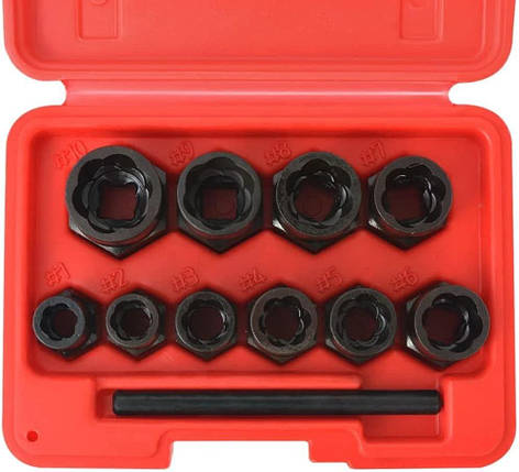 Набір для викручування пошкоджених болтів і гайок, 10 шт (високий профіль) Rewolt T1344, фото 2