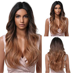 Перука жіноча довга каштан, термоволокно DC 2036-1, фото 3