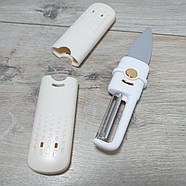 Ніж-овочечистка з неіржавкої сталі 2 в 1 у футлярі KNIFE Білий (KG-11910), фото 4