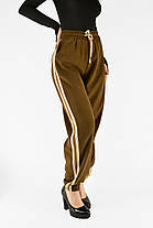 Жіночі зимові штани в рубчик (вельвет) Штани на хутрі під манжет M-2XL Світло-коричневий колір, фото 3