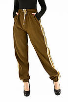 Жіночі зимові штани в рубчик (вельвет) Штани на хутрі під манжет M-2XL Світло-коричневий колір, фото 5