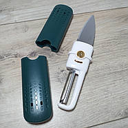 Ніж-овочечистка з неіржавкої сталі 2 в 1 у футлярі KNIFE Зелений (KG-11911), фото 3
