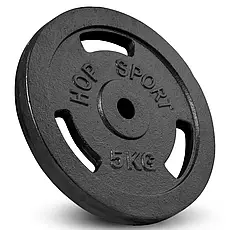 Набір 59 кг прямий гриф + металеві диски Hop-Sport Strong, фото 5