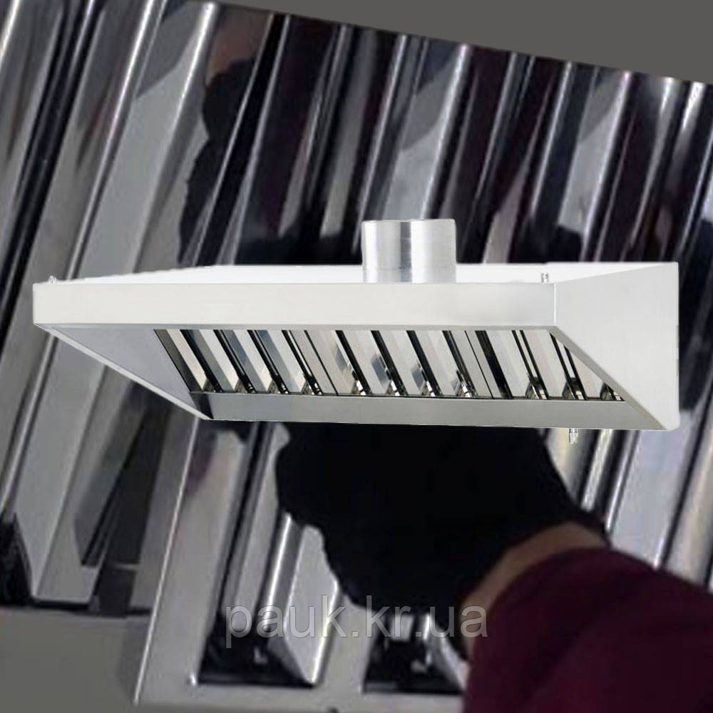 Парасолька витяжна 900х700 мм, зонт витяжний пристінний з фільтром, кухонна витяжка стелева, з жировловлювачем, фото 1