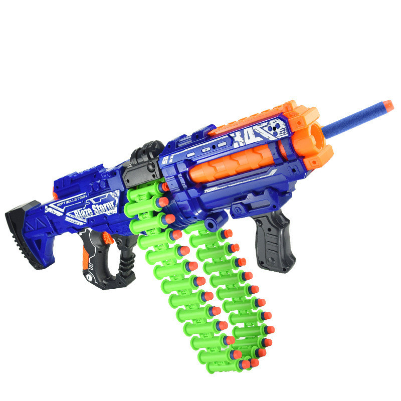 Іграшковий автомат кулемет для дітей на акумуляторі зі стрічкою та звуками пострілів 40 м'яких патронів у наборі, фото 1