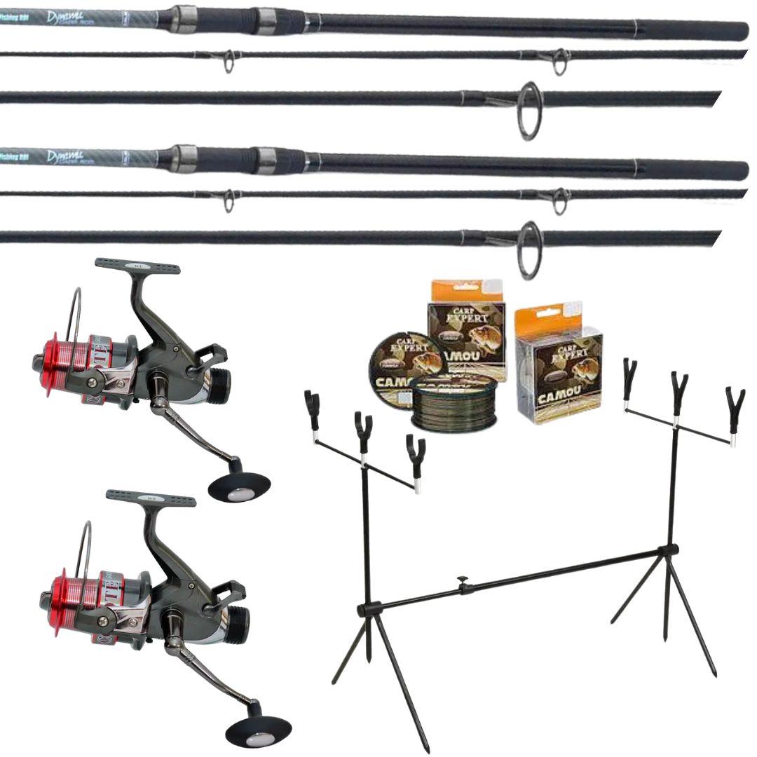 Карповий набір: 2 вудилища Fishing ROI Dynamic + 2 котушки COYOTE + волосінь Energofish + род-под Flagman