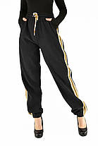 Жіночі зимові штани в рубчик (вельвет) Штани на хутрі під манжет M-2XL Чорний колір, фото 2