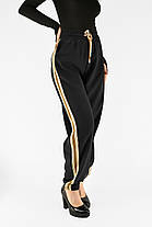 Жіночі зимові штани в рубчик (вельвет) Штани на хутрі під манжет M-2XL Чорний колір, фото 4