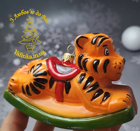 Тигр іграшка на ялинку Impuls як Irena іграшка зі скла, фото 1